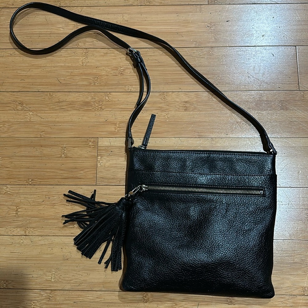 Halogen Black Leather Crossbody